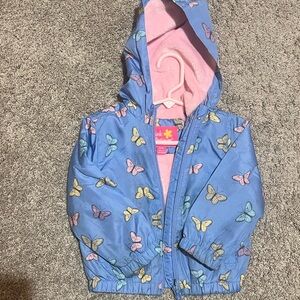 Blue Butterfly Print Hooded Jacket